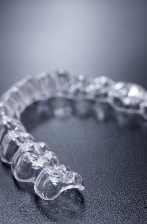 A custom clear dental night guard